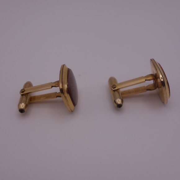 Square Cuff Links with Gold Setting and Brown with Glitter Inner - Picture 3 of 14